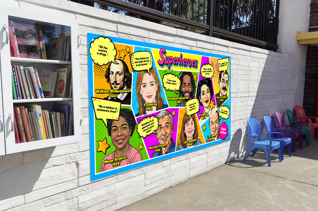 Superheroes - Super Writers Famous Authors Learning Board – School Walls