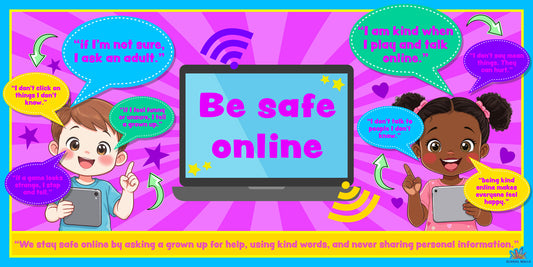 Our EYFS E-Safety Learning Board is a clear and engaging resource that helps young children learn how to stay safe when using technology. Aligned with the EYFS curriculum, it supports communication and language, understanding the world, and personal, social and emotional development by introducing simple rules for safe online behaviour.
